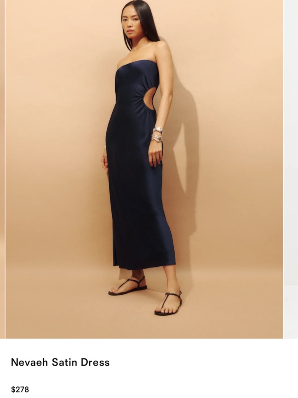 NWT Reformation Nevaeh Satin Strapless Dress Danube Navy Medium